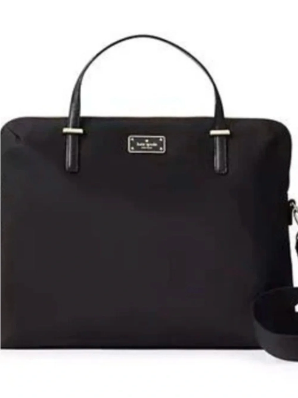 kate spade Black Laptop Briefcase Tote with Leather Handles and long strap